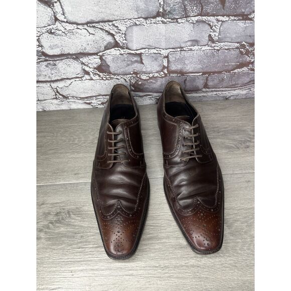 Dolce & Gabbana Brown Leather Oxfords Lace Up Wingtip Shoes Sz Men Sz 7.5M US